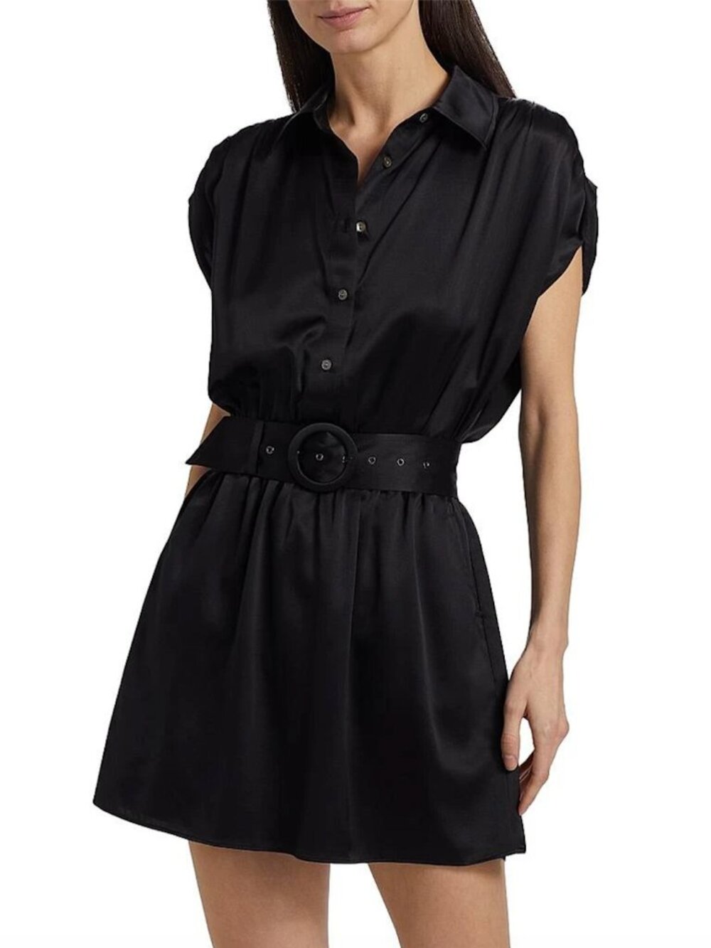 Ramy Brook Nava Stretch Silk Mini Dress - Black